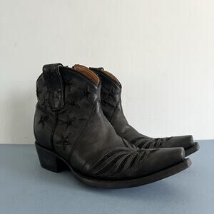 Old Gringo United Short Black Leather Star Americana Cowboy Ankle Boots